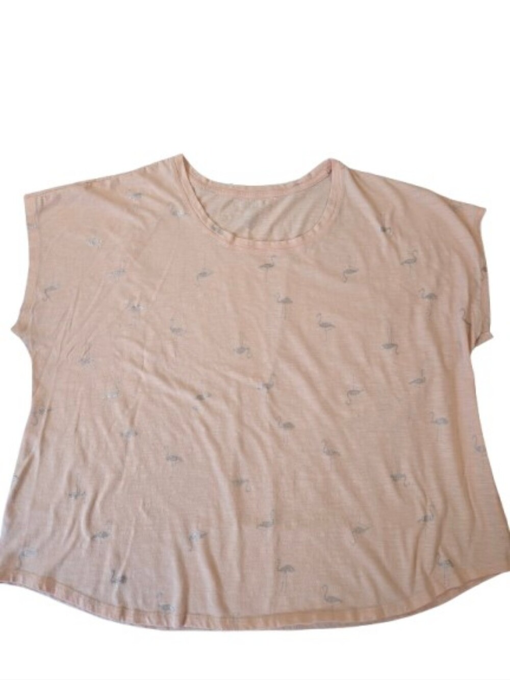Sonoma Flamingo Print Light Pink Scoop Neck Tee 1X